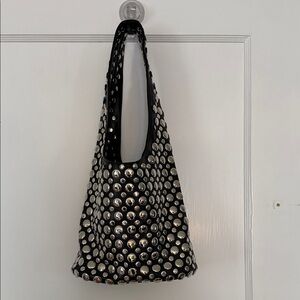 Stylish Black leather and Silver Studded Women's Bag